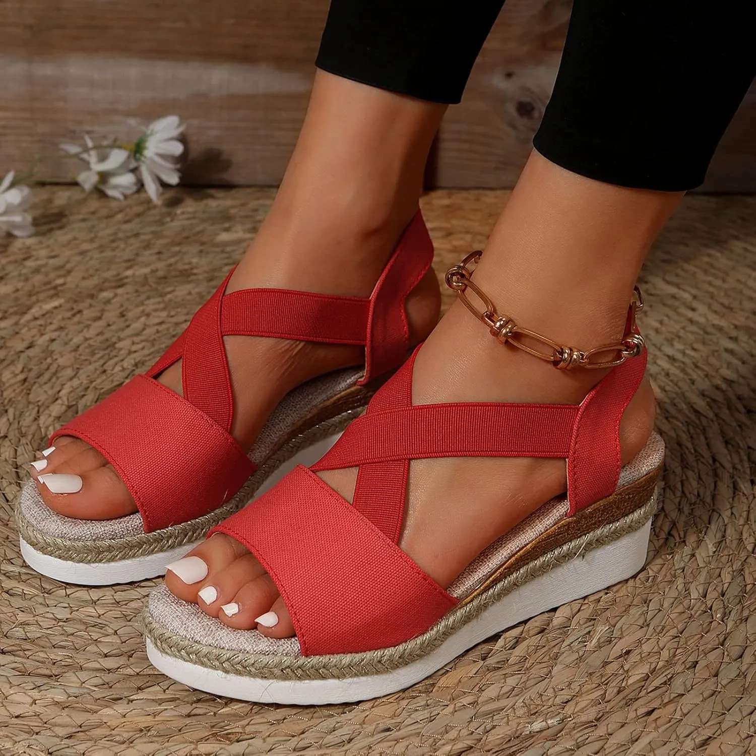 Dotmalls Shoes for Older Women,Dotmalls Wedge Sandals,Fish Mouth Casual Summer Shoes,Women's Comfy Orthotic Sandals