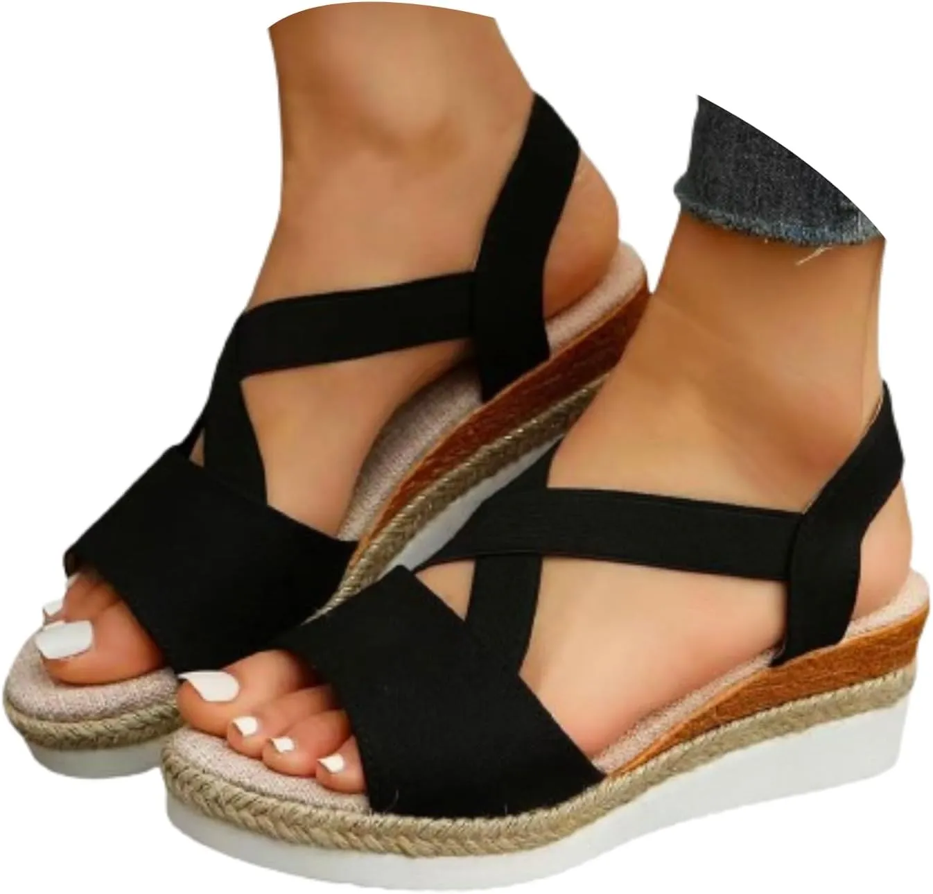 Dotmalls Shoes for Older Women,Dotmalls Wedge Sandals,Fish Mouth Casual Summer Shoes,Women's Comfy Orthotic Sandals