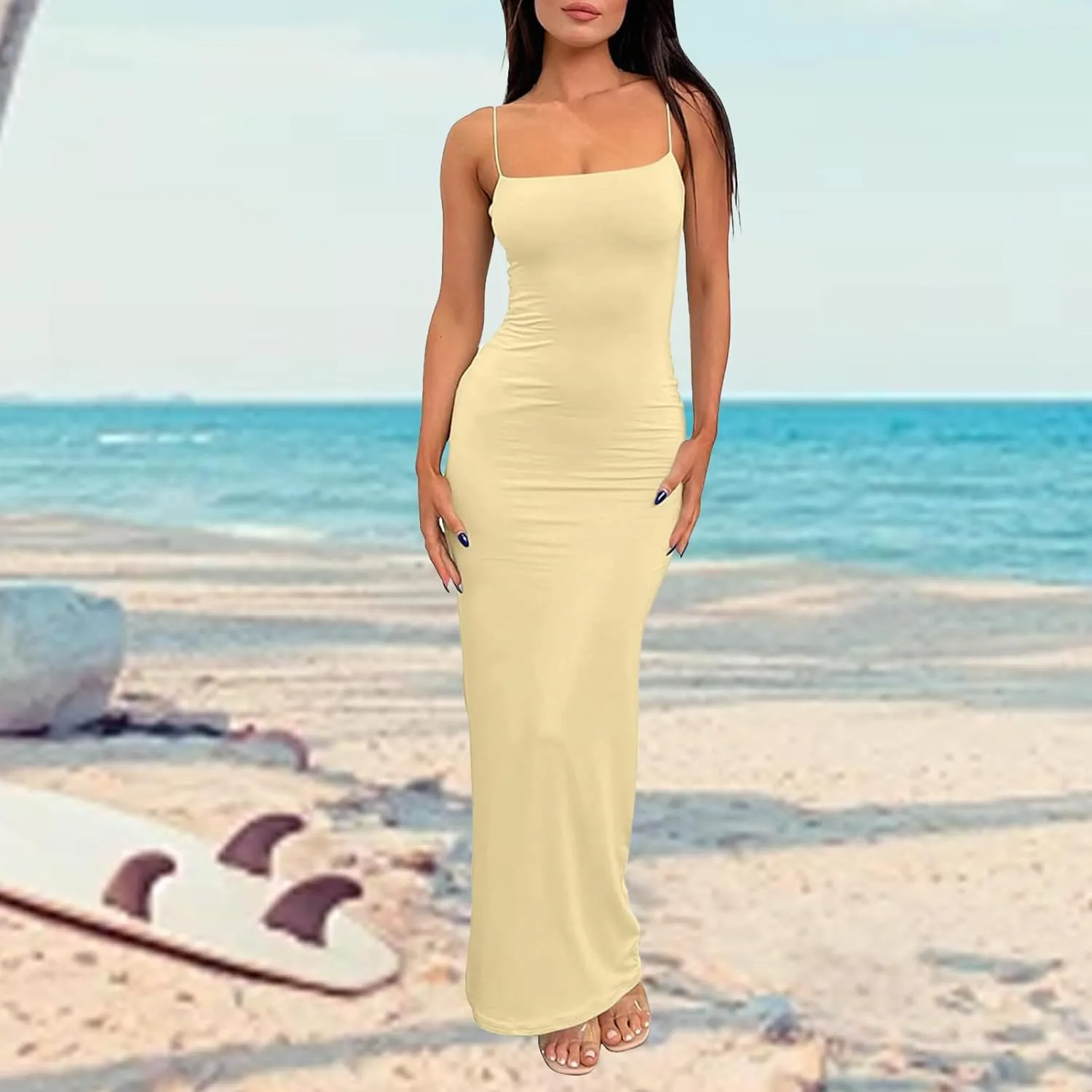 Dresses for Women 2025 Spaghetti Strap Bodycon Dresses Sexy Backless Sleeveless Summer Sundress 2025