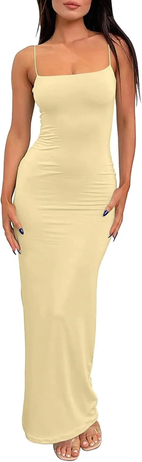 Dresses for Women 2025 Spaghetti Strap Bodycon Dresses Sexy Backless Sleeveless Summer Sundress 2025