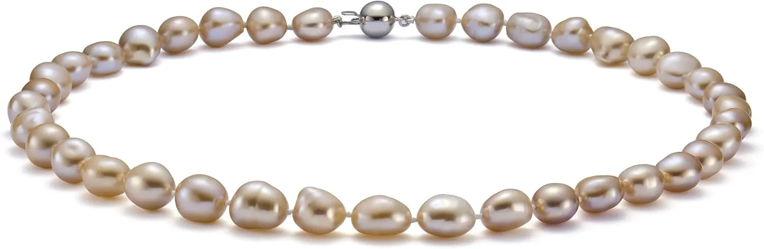Drop Pink 10-11mm Baroque Quality Freshwater 925 Sterling Silver Cultured Pearl Necklace For Women