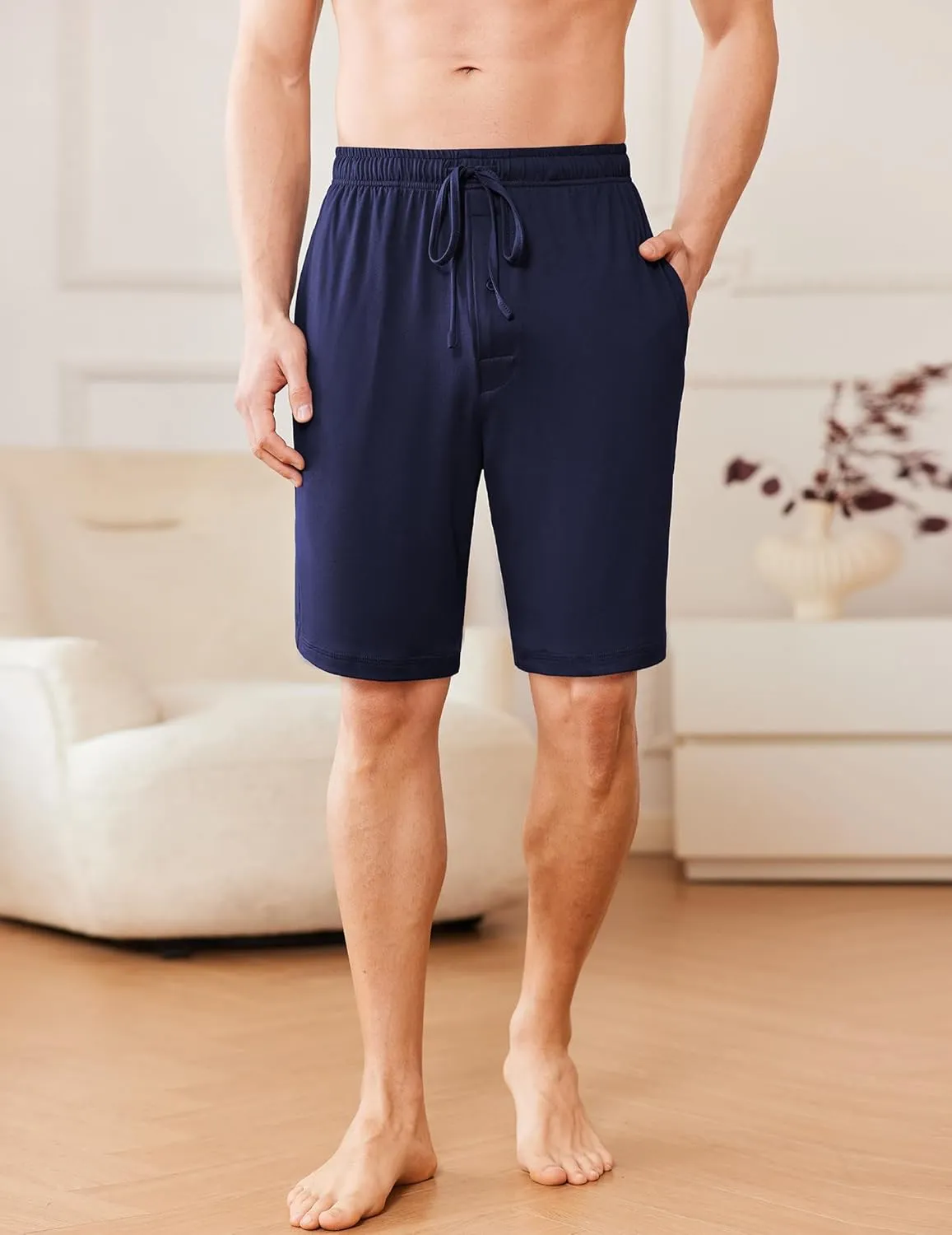 Ekouaer Men's Pajama Shorts Soft Sleepwear Bottoms Elastic Waistband Loungewear