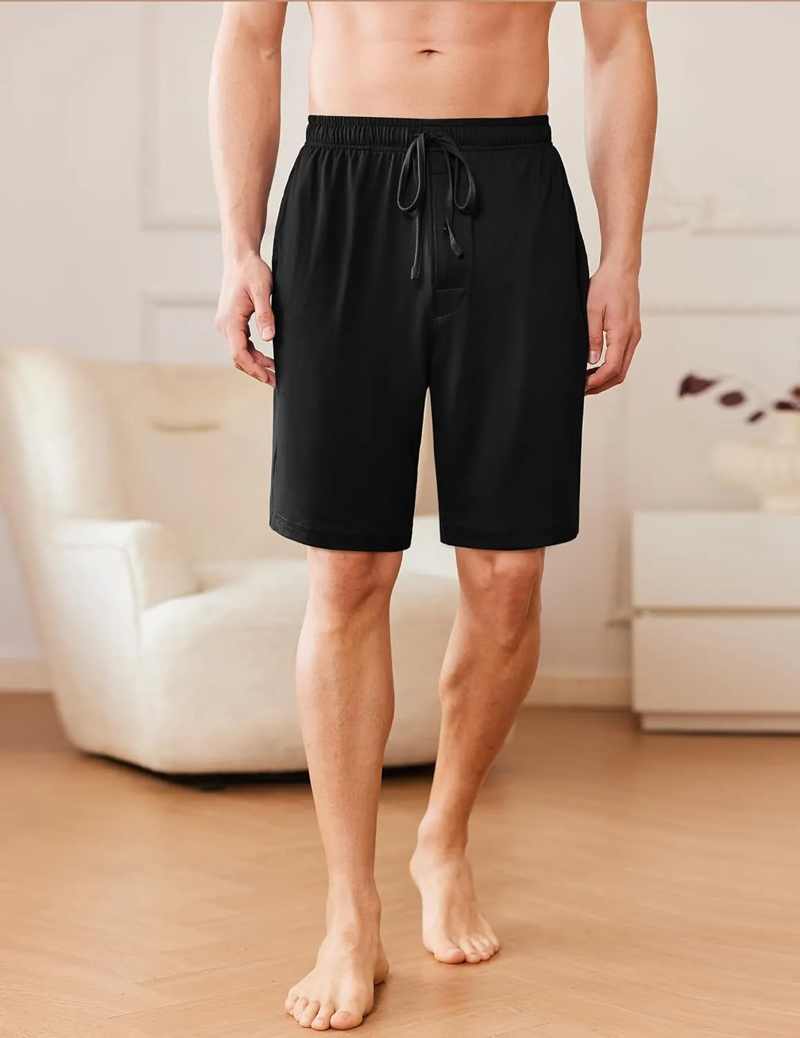 Ekouaer Men's Pajama Shorts Soft Sleepwear Bottoms Elastic Waistband Loungewear