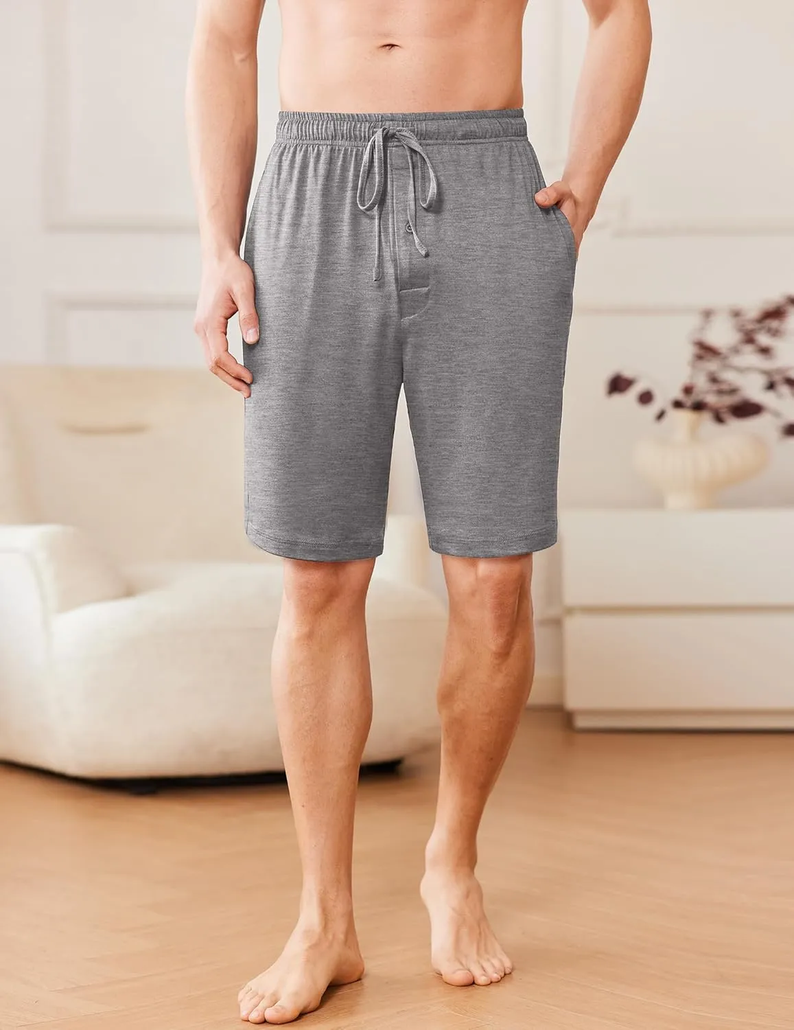 Ekouaer Men's Pajama Shorts Soft Sleepwear Bottoms Elastic Waistband Loungewear