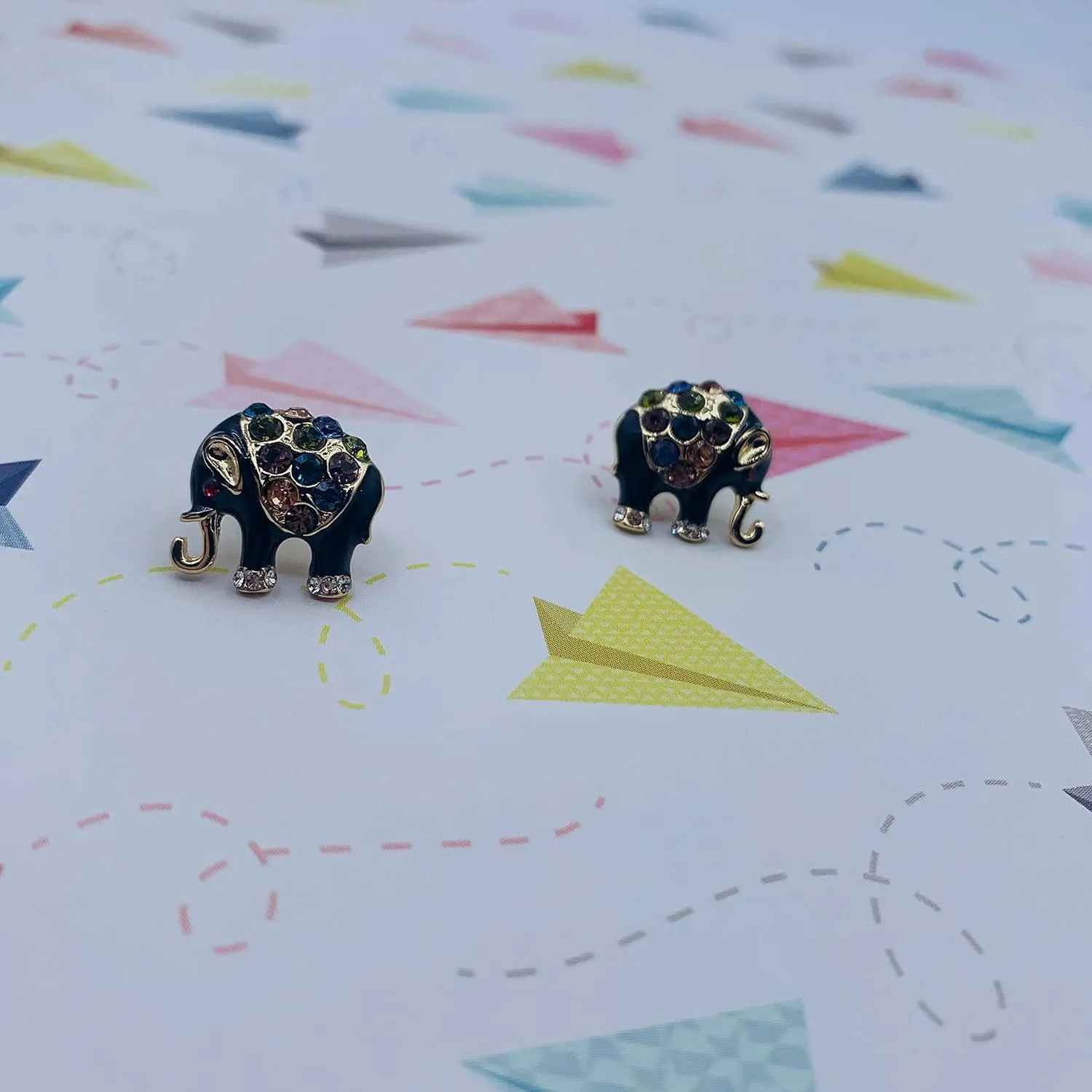 Elephant Earrings for Women - Gold Elephant Jewelry - Cute Stud Earrings - Black Stud Earring