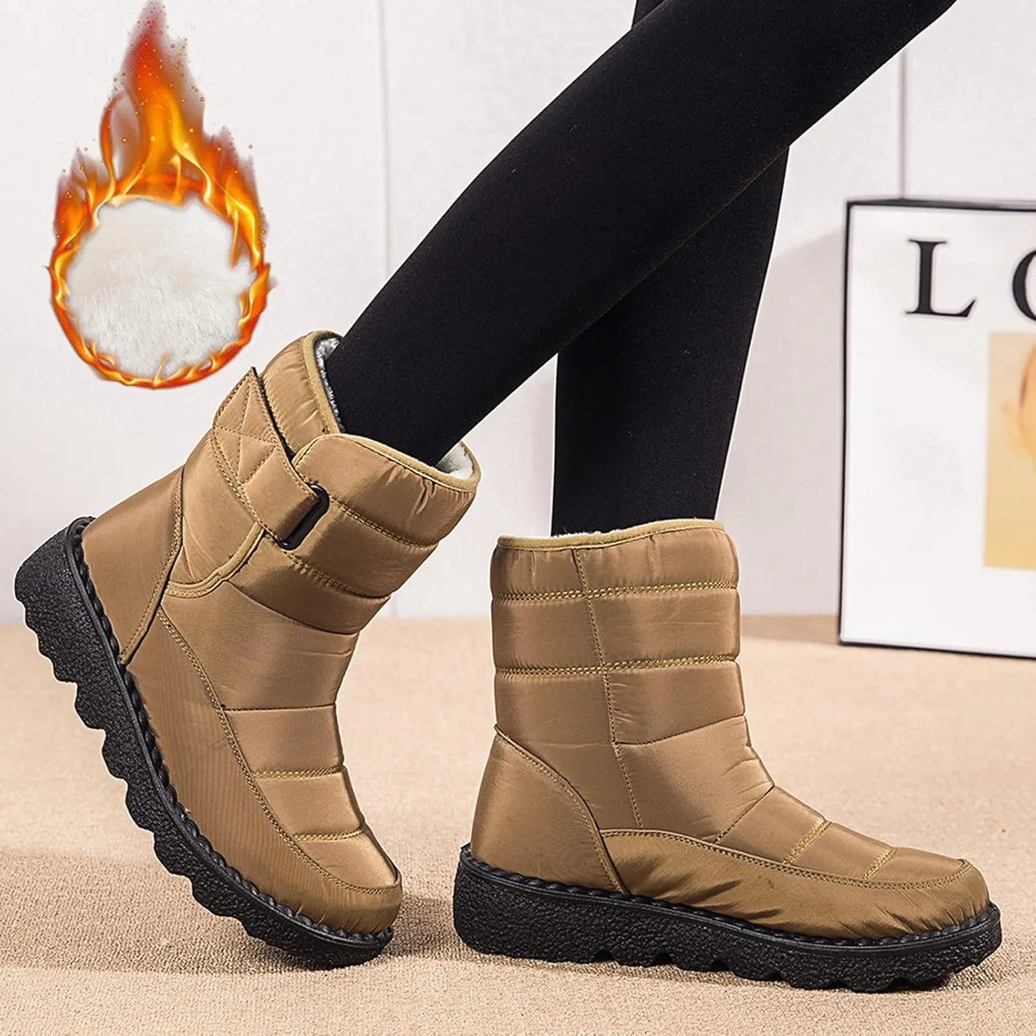 Extra Wide Width Snow Boots for Women Womens Winter Snow Boots 2023 Winter Boots Women Size 8 Slip on Women Work Boots Waterproof Slip Resistant Botas De Trabajo Para Mujer En El Frio