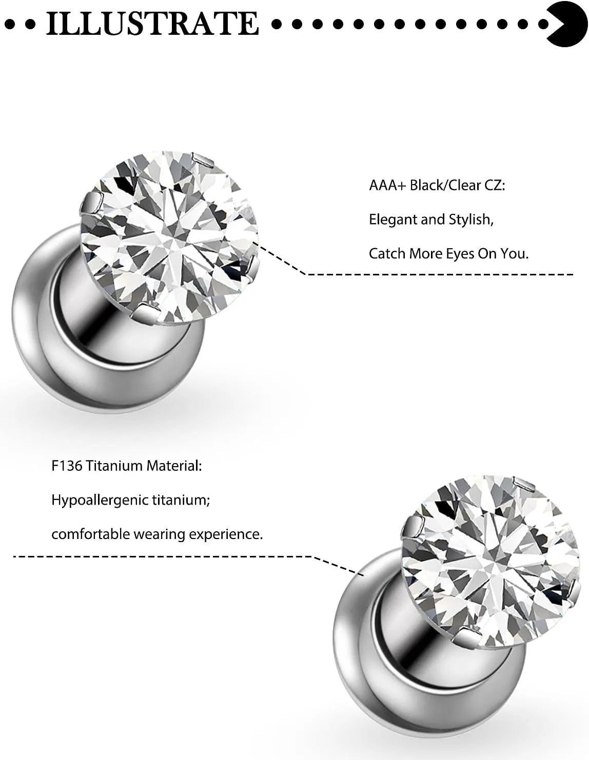 F136 Titanium Gauges for Ear 10G 8G 6G 4G 2G 0G 00G Screw Fit Flesh Tunnels Plugs Earrings Hypoallergenic Implant Medical Grade Surgical Steel Earring Plugs Piercing Jewelry for Women Men