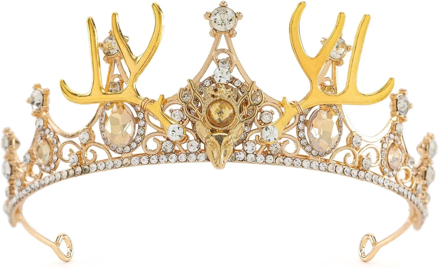 Fairy Elf Antler Crown -Medieval Viking Antlers Headband Celtic Royal Rhinestone Elf Circlet for Halloween Costume