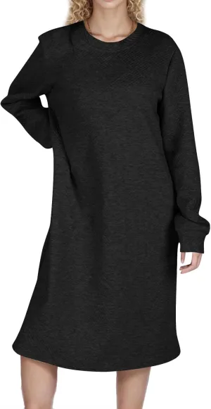 Fall Dresses for Women 2024 Trendy Long Sleeve Crewneck Causal Dress Fall Fashion Solid T-Shirt Dress Outfits Clothes
