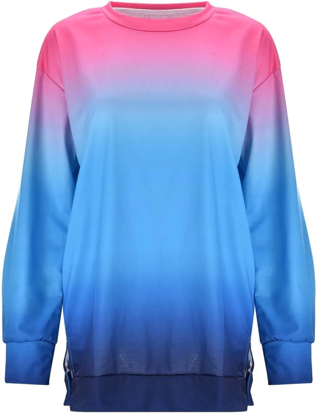 Fall Neon Gradient Women Sweat Shirts Casual Crew Neck Sweatshirts Loose Oversized Long Sleeve Pullover Tops