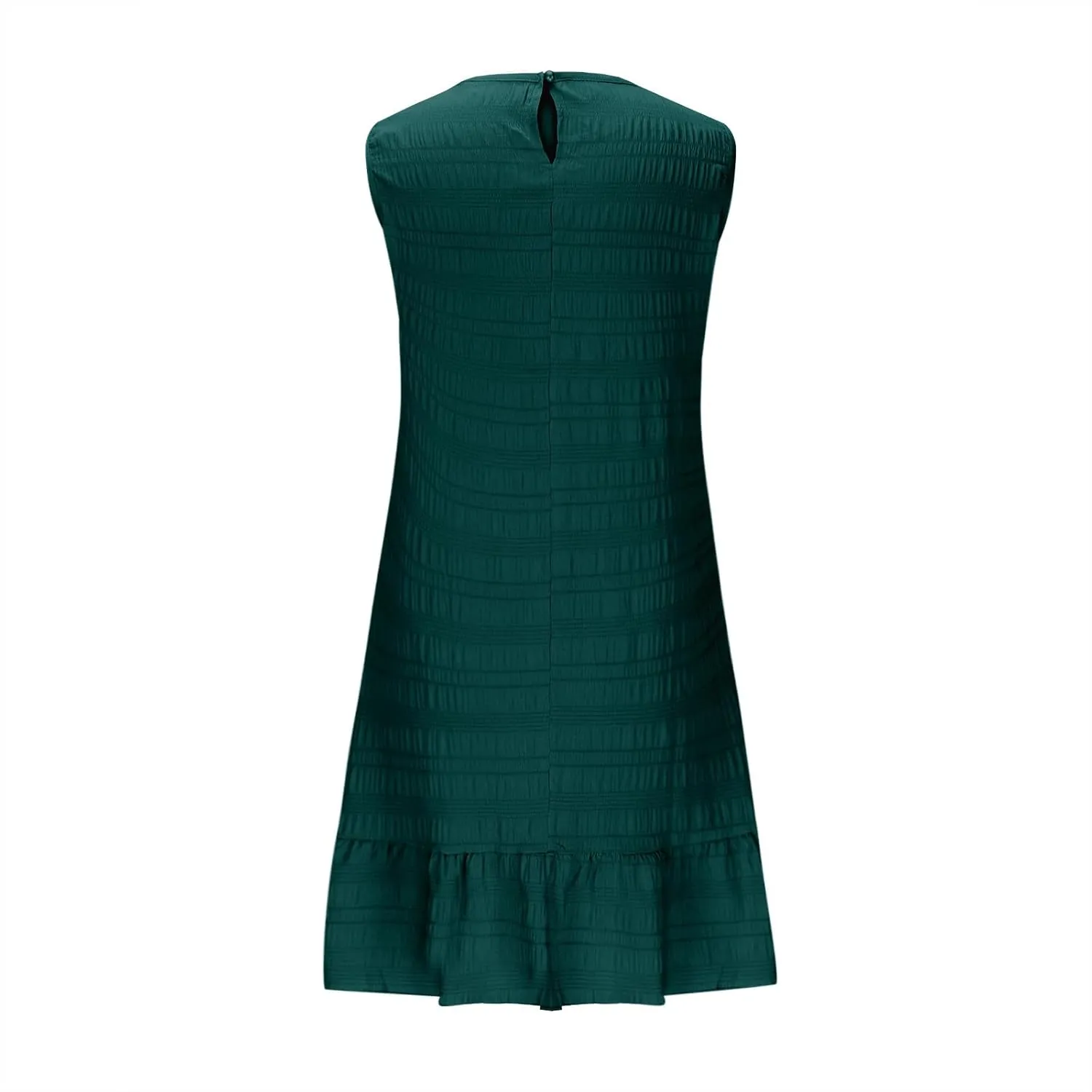 fartey Womens Summer Dresses 2025 Sleeveless Crewneck Casual Dresses Loose Fit Ruffle Swing A Line Midi Dress Sundresses