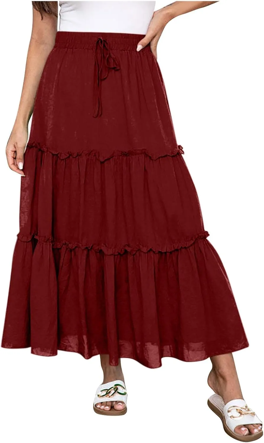 for Women Midi Loose Fit Work Pleated Seamless High Cut Slit Wireless Basic Skirts Women 2025