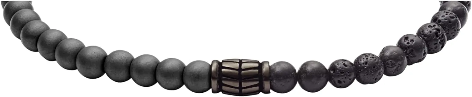 Fossil Men's Stainless Steel and Genuine Leather and/or Beaded Bracelet for Men