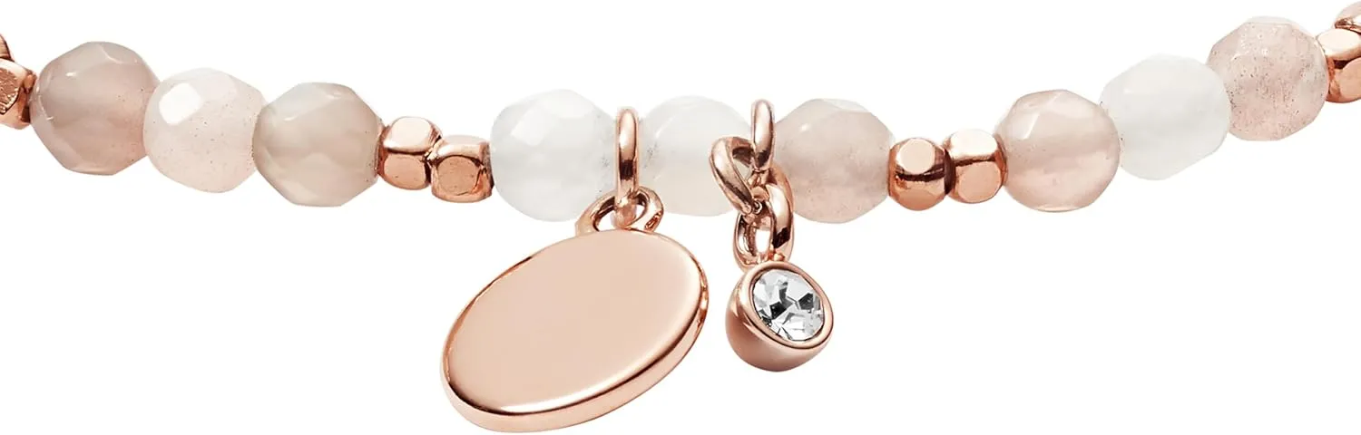 Fossil Women's Rose Gold-Tone Stainless Steel Chain or Beaded Bracelet for Women