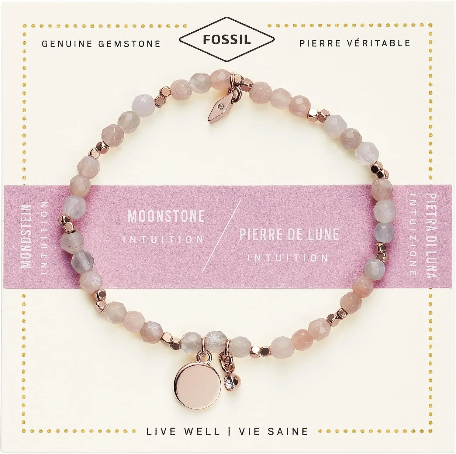 Fossil Women's Rose Gold-Tone Stainless Steel Chain or Beaded Bracelet for Women