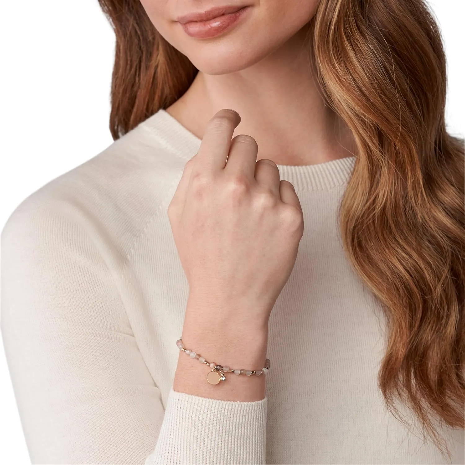 Fossil Women's Rose Gold-Tone Stainless Steel Chain or Beaded Bracelet for Women
