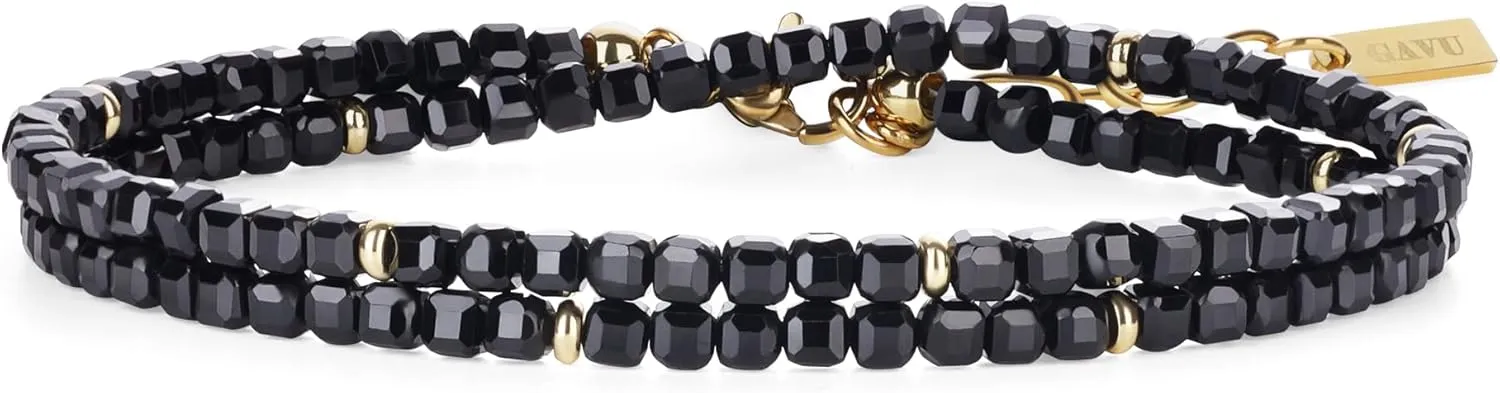 GAVU Crystal Bracelet for Women, Adjustable Double Layered Beaded Bracelet for Women