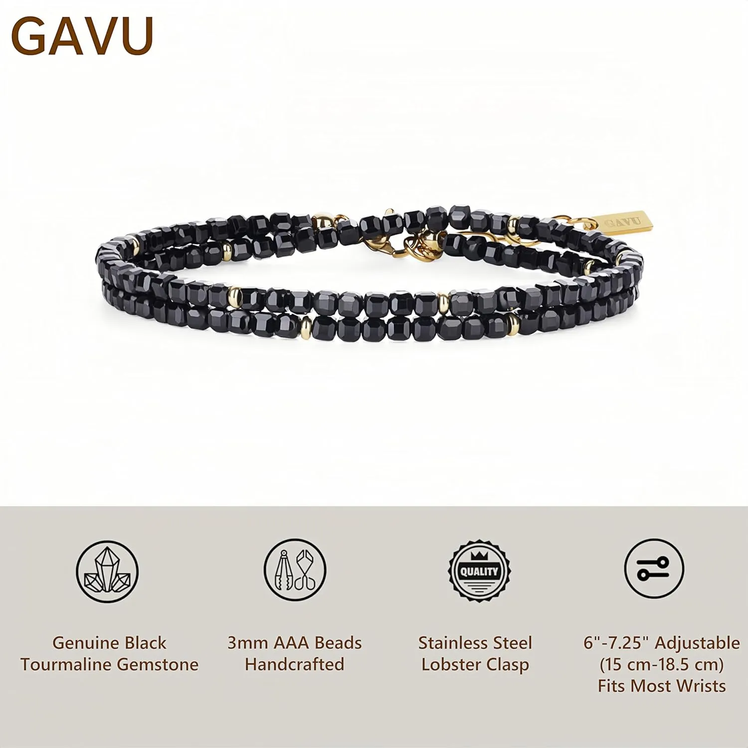 GAVU Crystal Bracelet for Women, Adjustable Double Layered Beaded Bracelet for Women