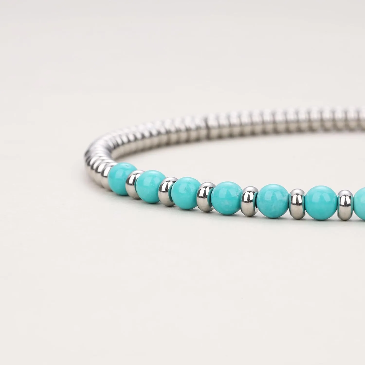GAVU Men's Crystal Beaded Bracelet, Red Jasper Turquoise Tiger Eye Bracelet for Men