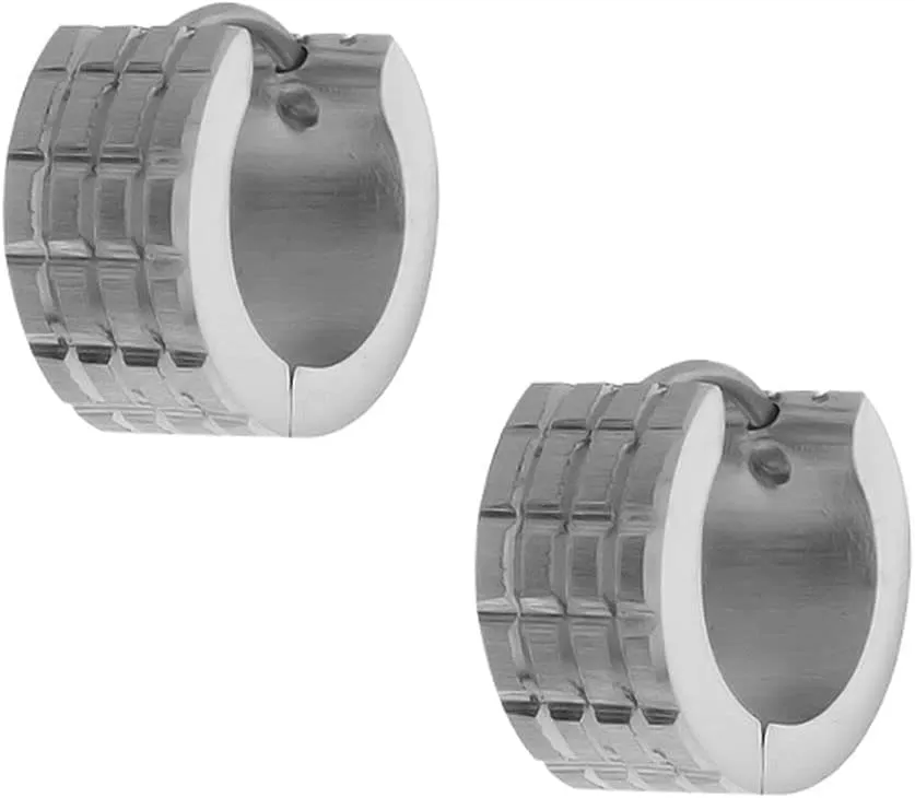 Gem Stone King 13mm Unique Stainless Steel Huggie Hoop Earrings