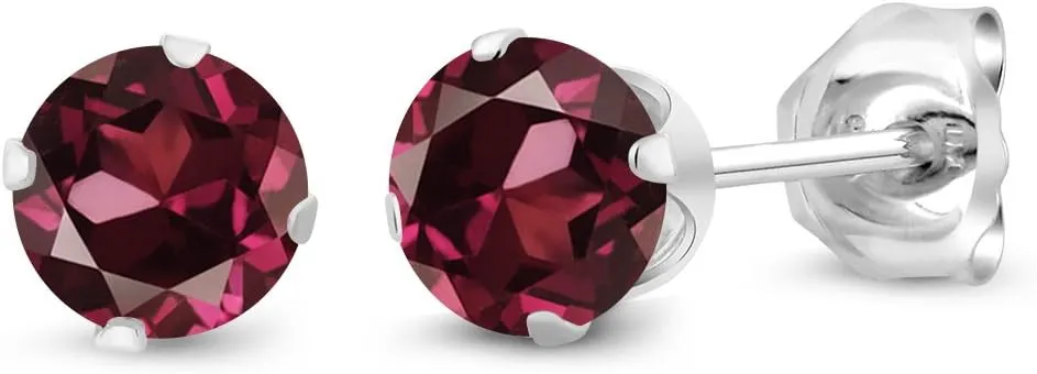 Gem Stone King 925 Sterling Silver Round 4MM Gemstone Birthstone Stud Earrings For Women Men