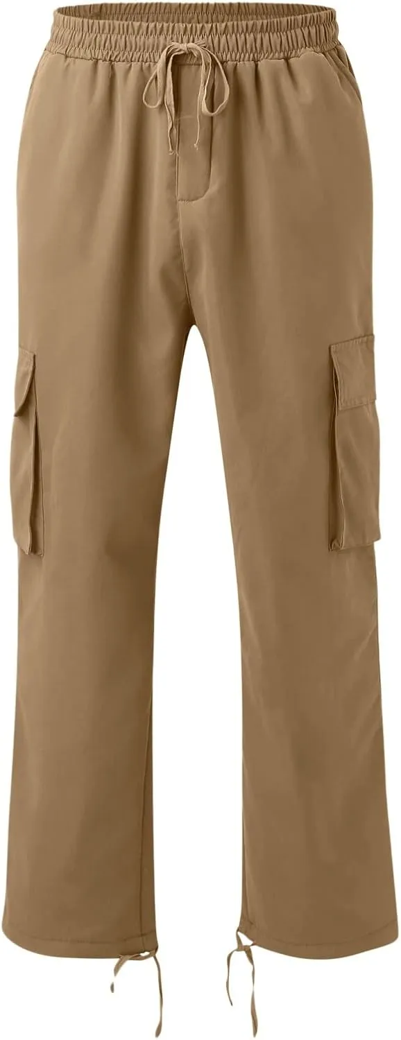 GIERIDUC Men's Twill Relaxed Fit Cargo Pant Mens Lounge Pants with Pockets Big and Tall Hiking Pants Jogger Pants with Boots