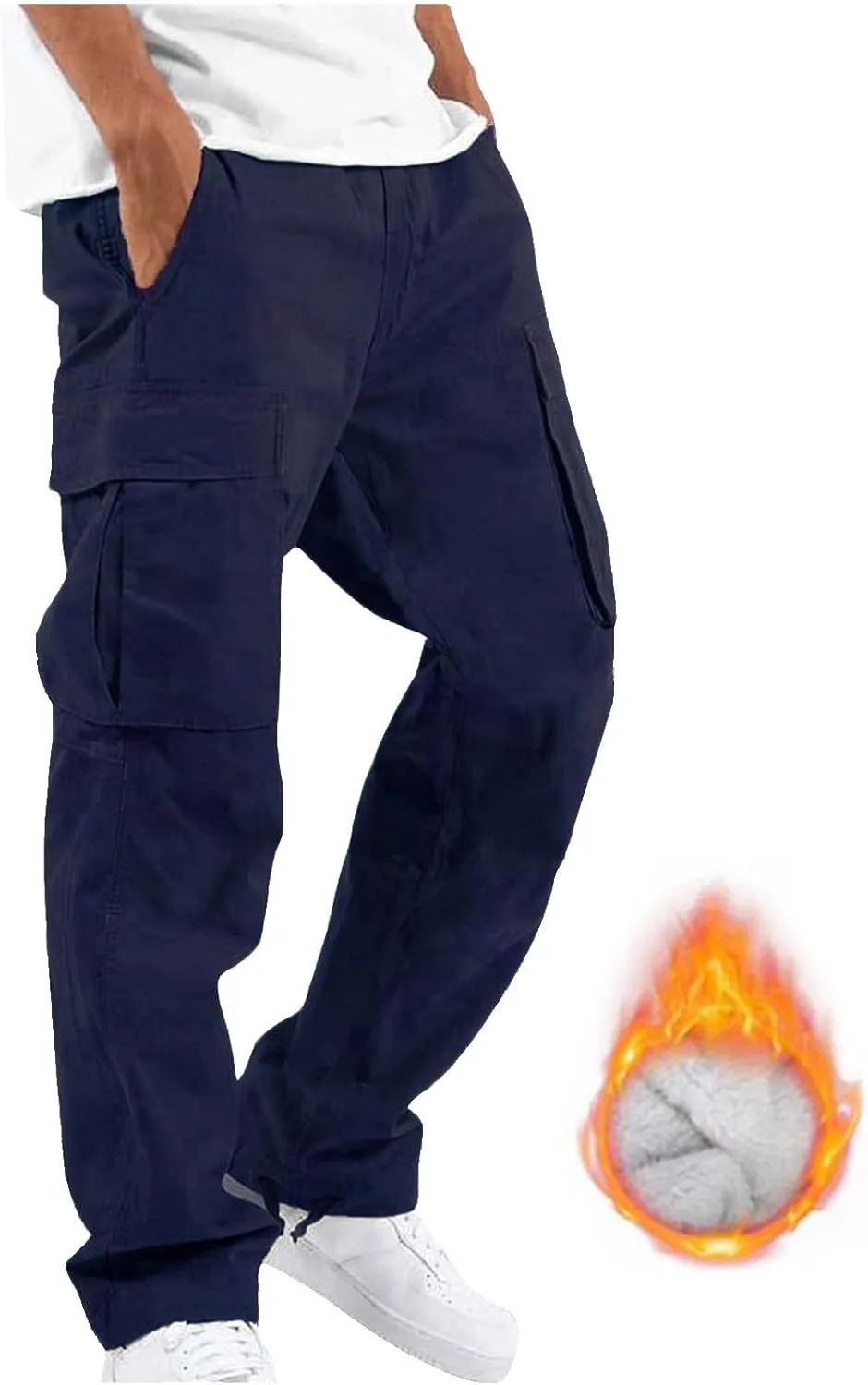 GIERIDUC Men's Twill Relaxed Fit Cargo Pant Mens Lounge Pants with Pockets Big and Tall Hiking Pants Jogger Pants with Boots