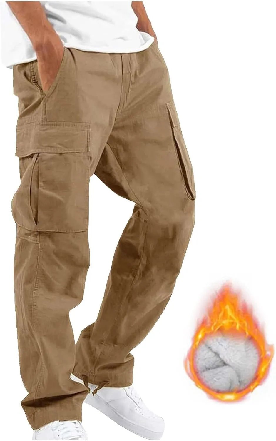 GIERIDUC Men's Twill Relaxed Fit Cargo Pant Mens Lounge Pants with Pockets Big and Tall Hiking Pants Jogger Pants with Boots