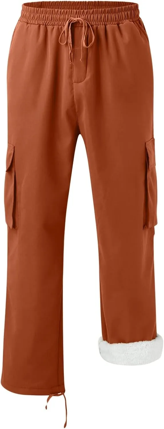 GIERIDUC Men's Twill Relaxed Fit Cargo Pant Mens Lounge Pants with Pockets Big and Tall Hiking Pants Jogger Pants with Boots