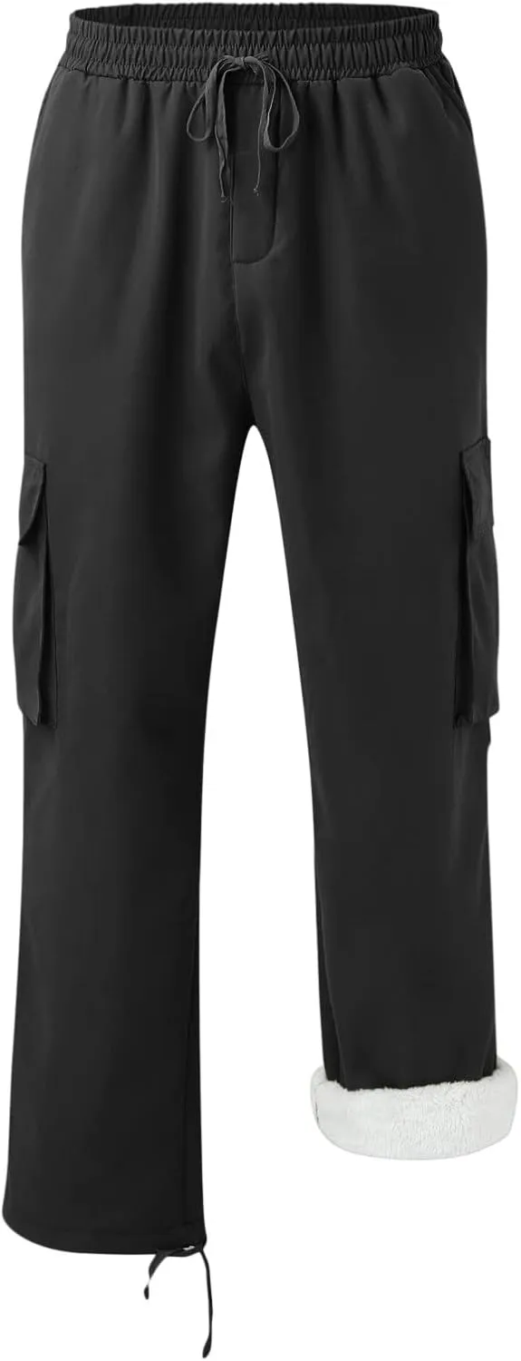 GIERIDUC Men's Twill Relaxed Fit Cargo Pant Mens Lounge Pants with Pockets Big and Tall Hiking Pants Jogger Pants with Boots