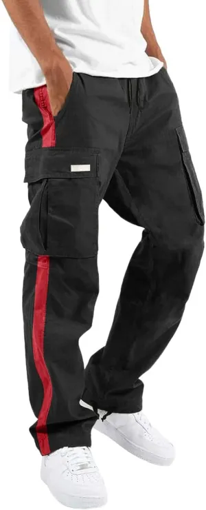 GIERIDUC Men's Twill Relaxed Fit Cargo Pant Mens Lounge Pants with Pockets Big and Tall Hiking Pants Jogger Pants with Boots