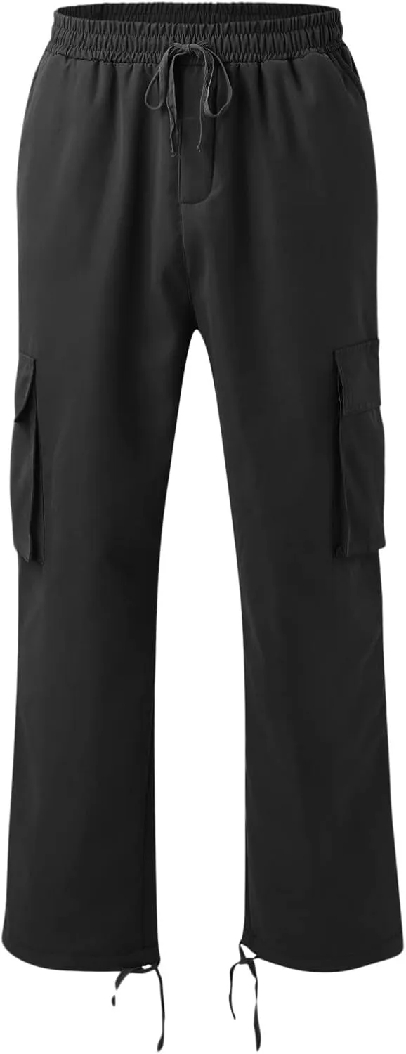 GIERIDUC Men's Twill Relaxed Fit Cargo Pant Mens Lounge Pants with Pockets Big and Tall Hiking Pants Jogger Pants with Boots