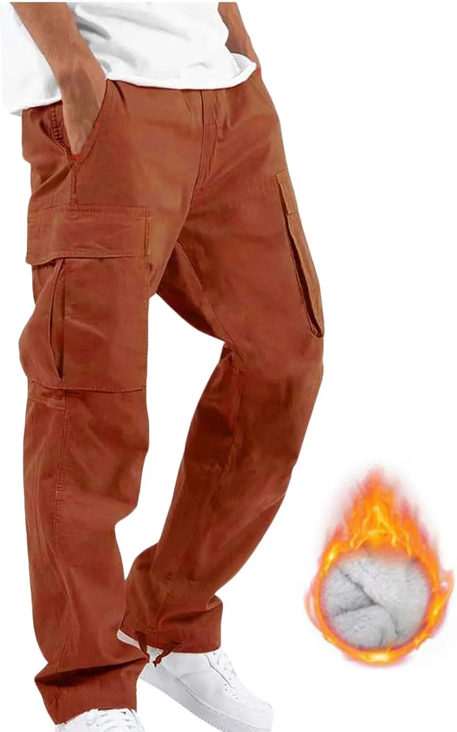 GIERIDUC Men's Twill Relaxed Fit Cargo Pant Mens Lounge Pants with Pockets Big and Tall Hiking Pants Jogger Pants with Boots