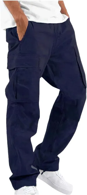 GIERIDUC Men's Twill Relaxed Fit Cargo Pant Mens Lounge Pants with Pockets Big and Tall Hiking Pants Jogger Pants with Boots