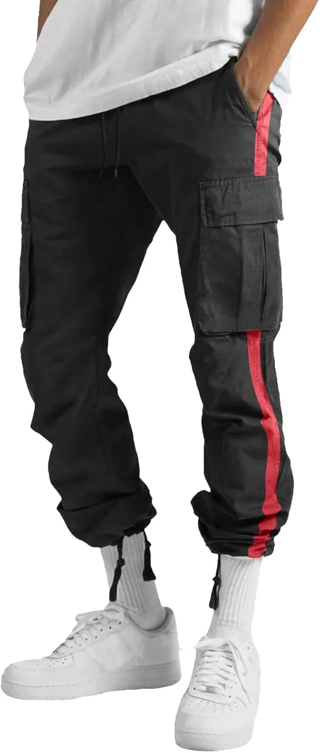 GIERIDUC Men's Twill Relaxed Fit Cargo Pant Mens Lounge Pants with Pockets Big and Tall Hiking Pants Jogger Pants with Boots