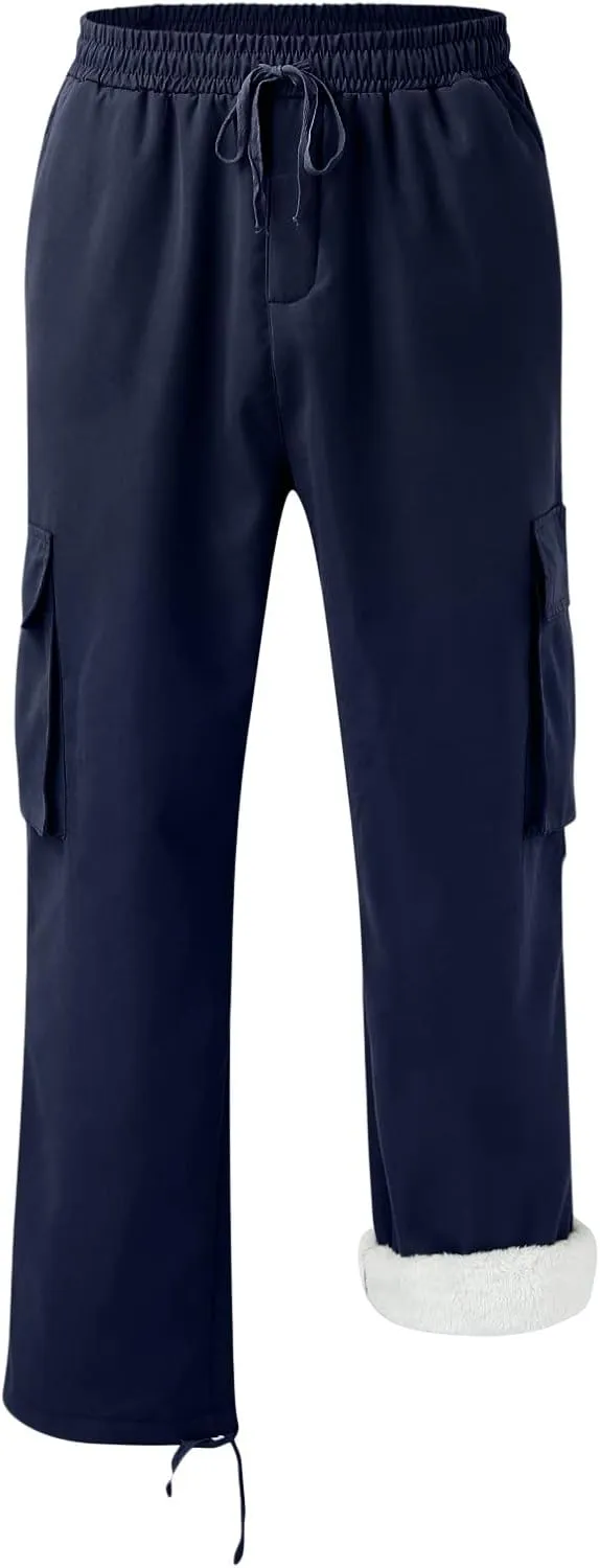 GIERIDUC Men's Twill Relaxed Fit Cargo Pant Mens Lounge Pants with Pockets Big and Tall Hiking Pants Jogger Pants with Boots