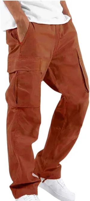 GIERIDUC Men's Twill Relaxed Fit Cargo Pant Mens Lounge Pants with Pockets Big and Tall Hiking Pants Jogger Pants with Boots