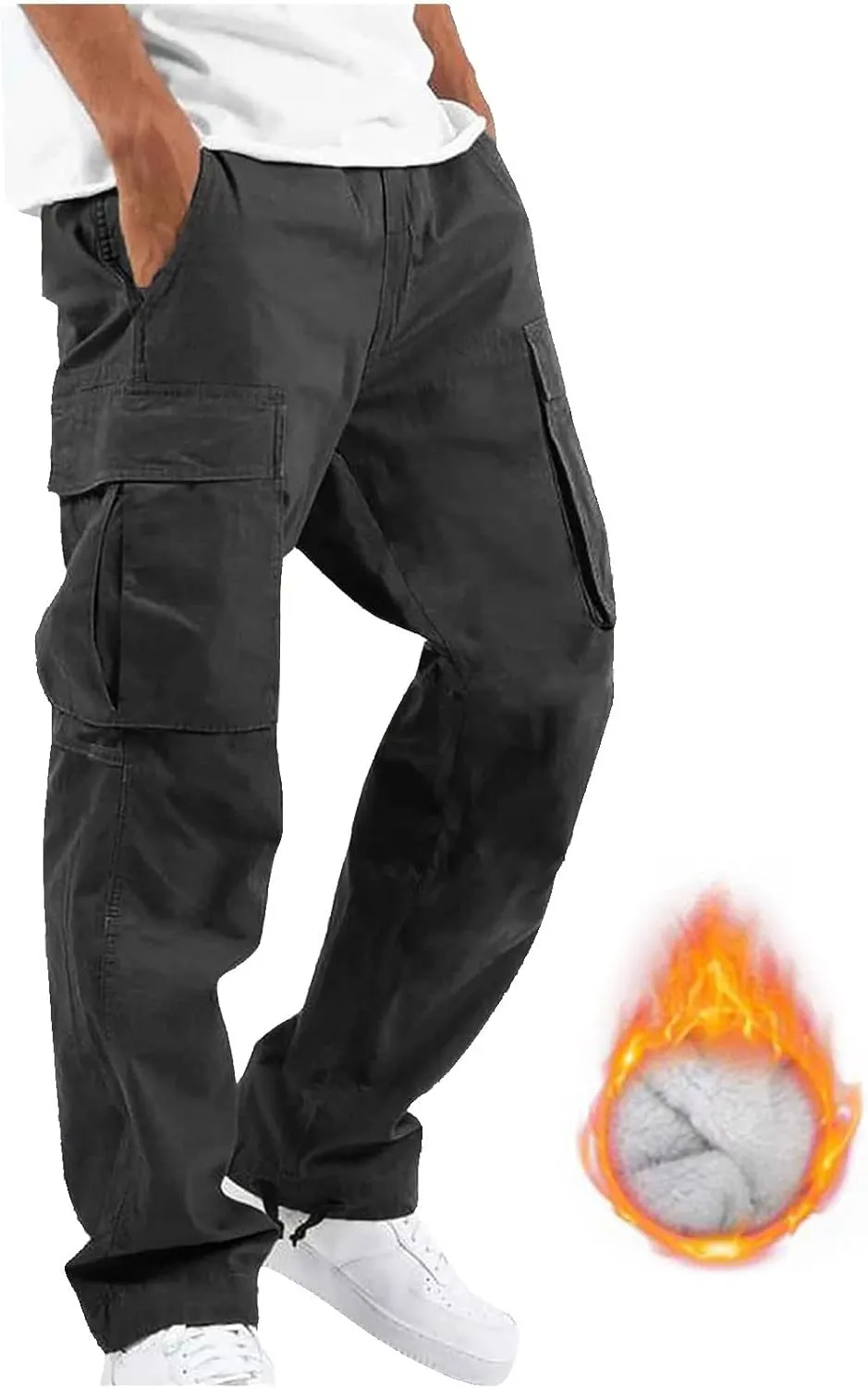 GIERIDUC Men's Twill Relaxed Fit Cargo Pant Mens Lounge Pants with Pockets Big and Tall Hiking Pants Jogger Pants with Boots