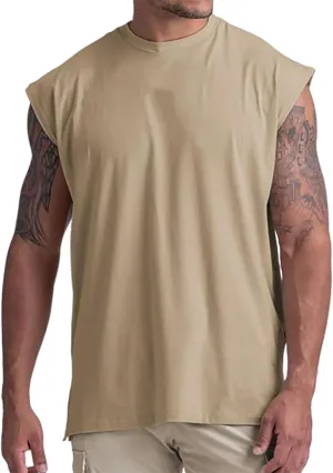 GINTPK Men's Sleeveless Workout Shirt Cotton Cut Off Shirt Activewear Tank Tops
