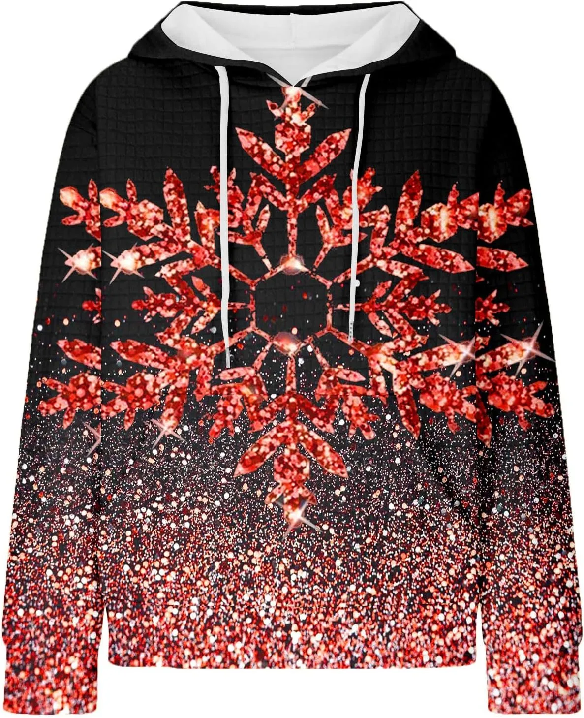 Glitter Snowflake Hoodie for Women Sparkly Pullover Oversized Winter Graphic Hooded Sweatshirt Casual Zip Up Top