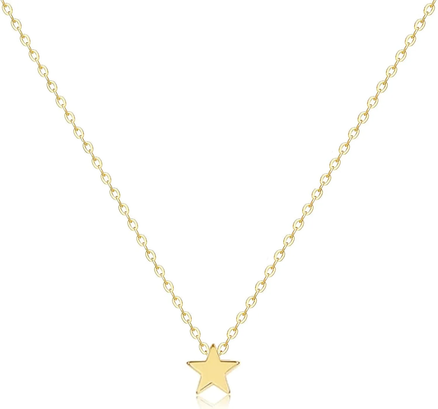 Gold Dainty Geometric Pendant Necklace,Simple Minimalist Triangle,Circle,Square,Bar,Star Necklace,Layering Pendant Necklaces for Women