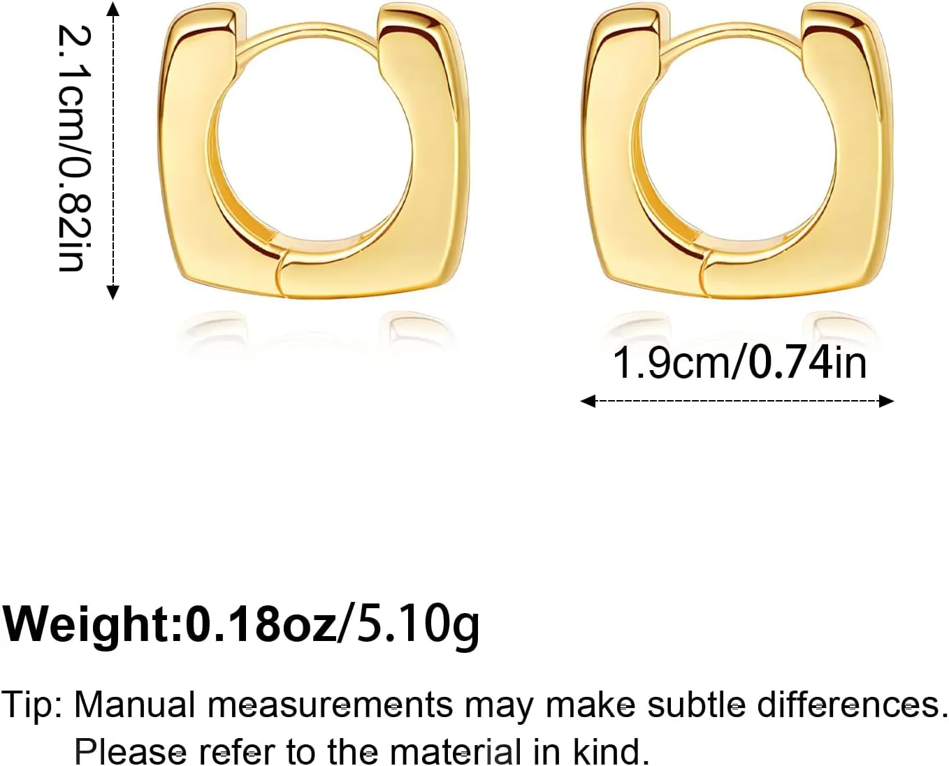 Gold Hoop Earrings for Women Chunky Minimalist Geometric Huggie Hoop Earrings Dainty Thick Y2K Preppy Earrings