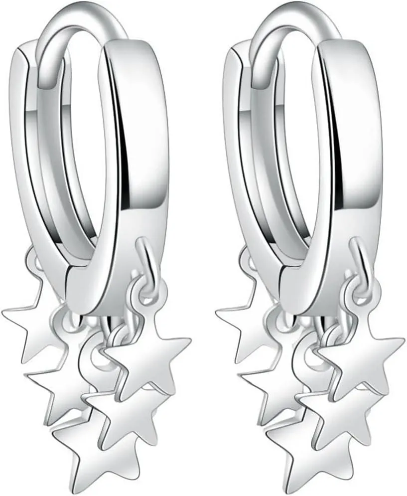 Gold Star Hoop Earrings for Women Star Small Hoop Earrings Dainty Stars Dangle Drop Earrings for Women Jewelry Gift