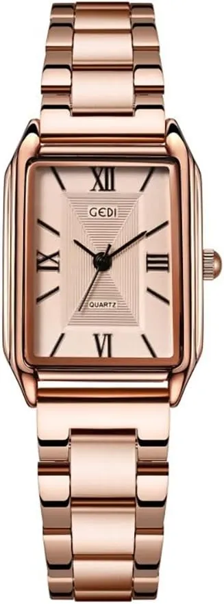 Gosasa Classic Square Watches for Women Roman Numeral Small Slim Light Stainless Steel Band Waterproof Fashion Casual Simple Gifts Gold Silver Wrist Watch