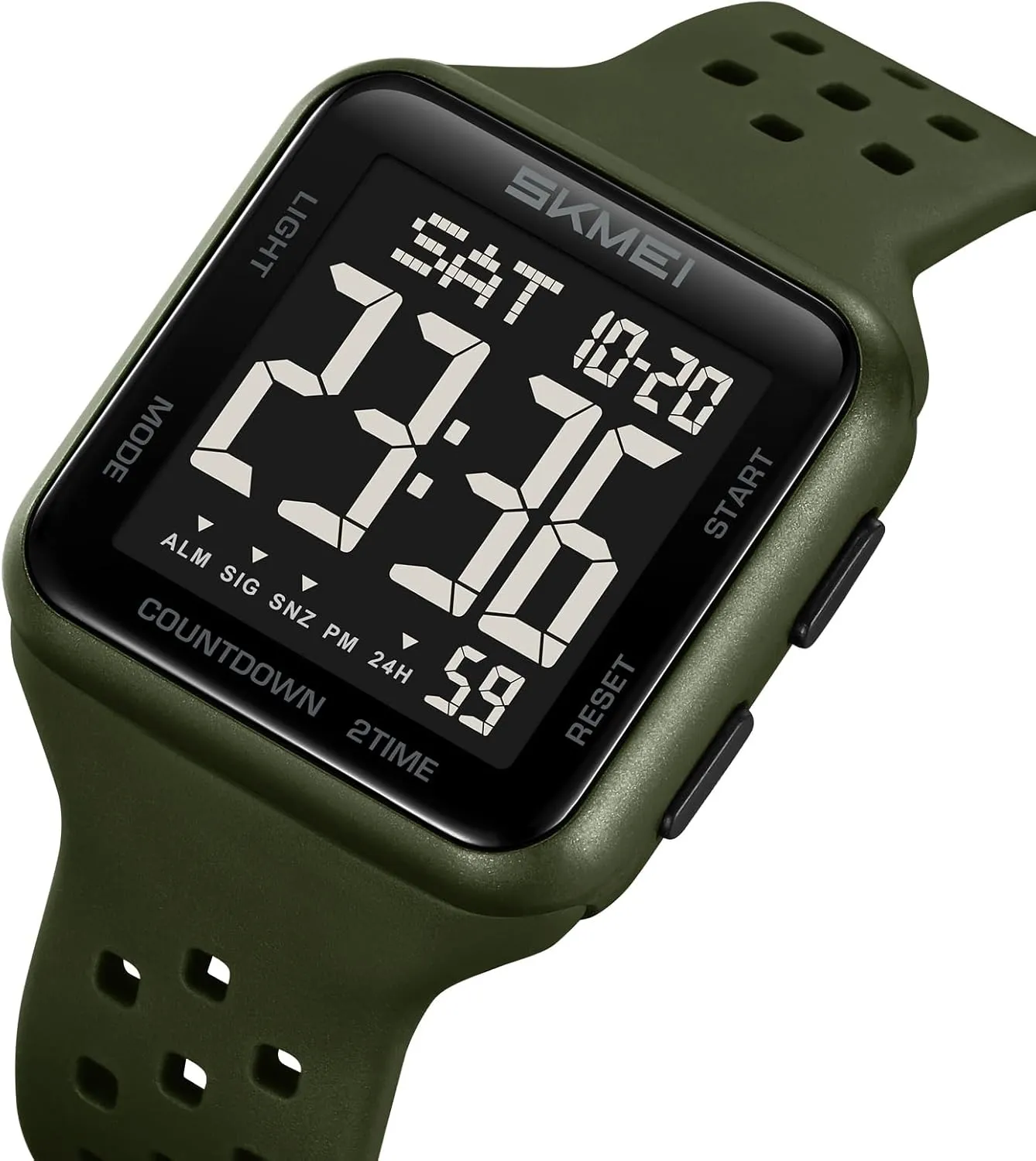 Gosasa Classic Square Women's Men's Digital Watch Outdoor Sport LED Wristwatches Big Numbers Dial Large Face with 50M Waterproof Dual Time Alarm Date