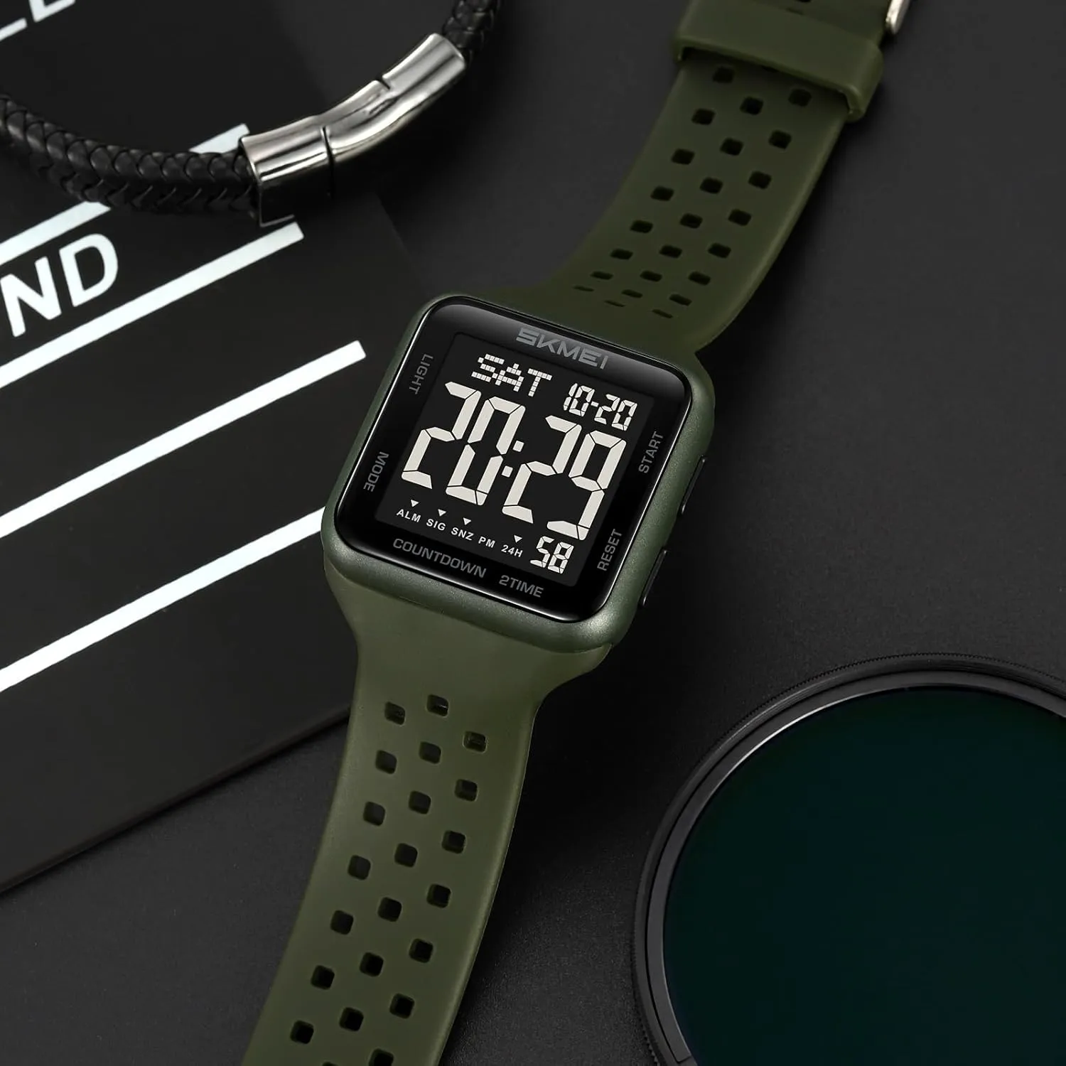 Gosasa Classic Square Women's Men's Digital Watch Outdoor Sport LED Wristwatches Big Numbers Dial Large Face with 50M Waterproof Dual Time Alarm Date