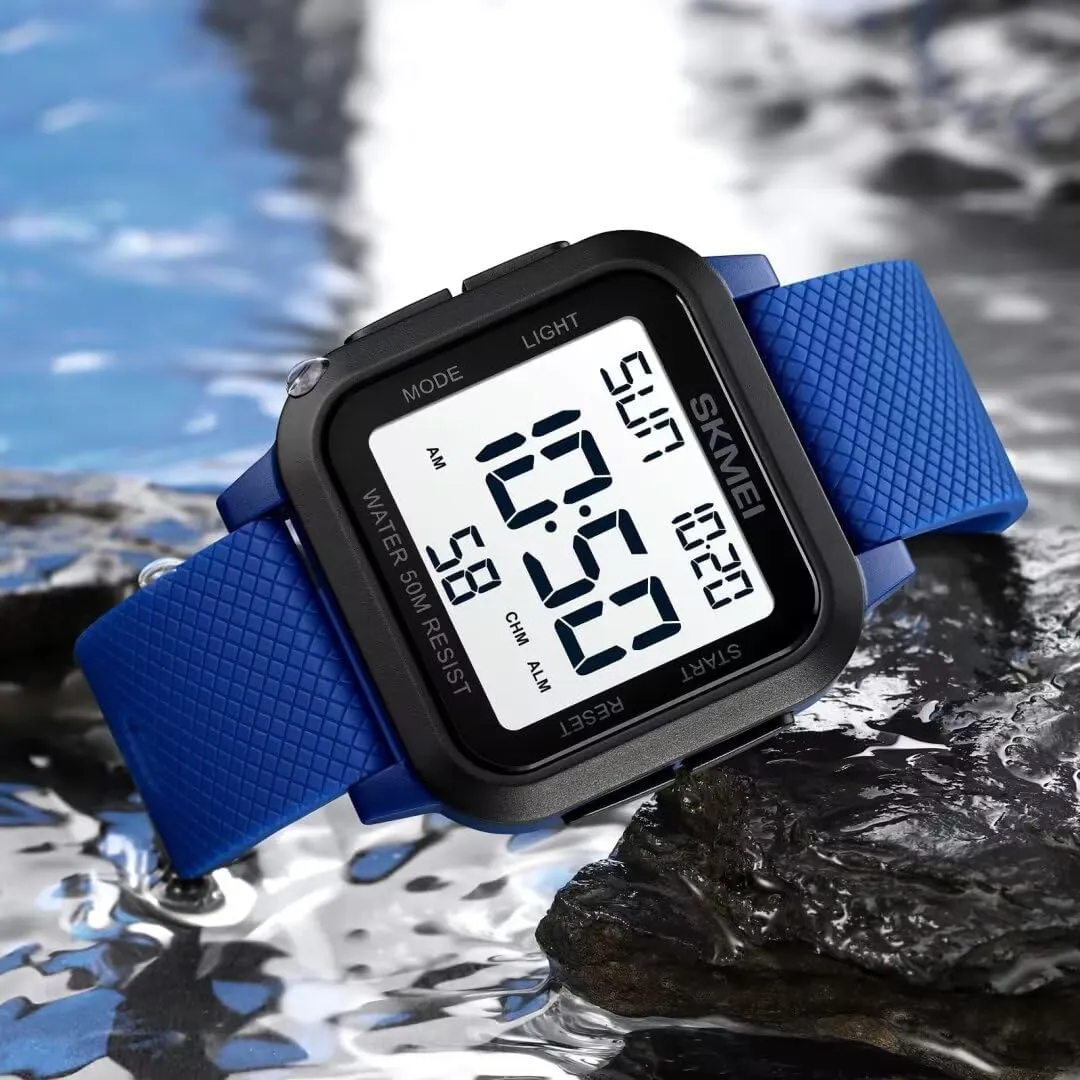 Gosasa Square Women's Men's Digital Watch Big Numbers Dial Multifunction Large Face Waterproof Unisex LED Watches