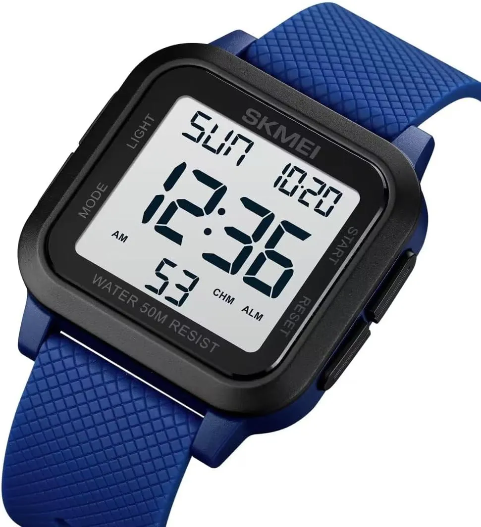 Gosasa Square Women's Men's Digital Watch Big Numbers Dial Multifunction Large Face Waterproof Unisex LED Watches