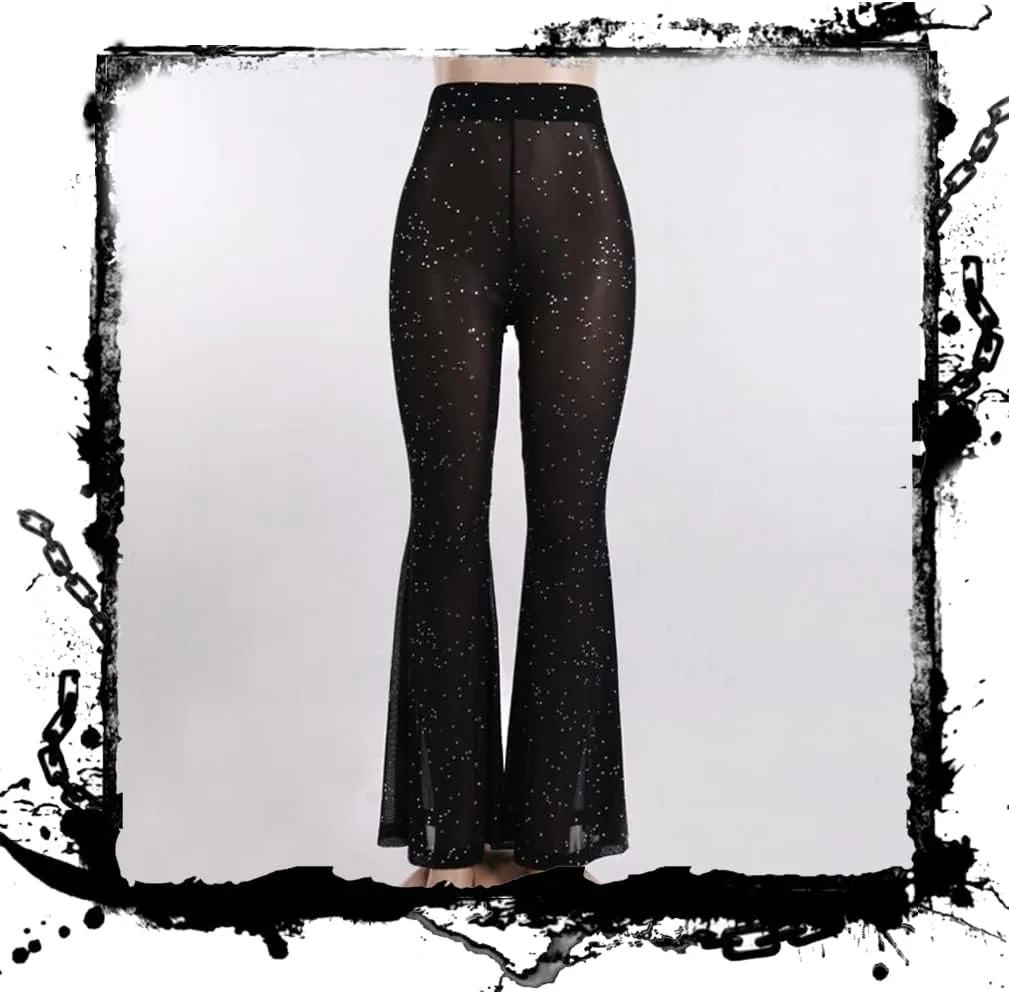 Gothic Black Pants Grunge Bottoms High Waisted Boho Hippie