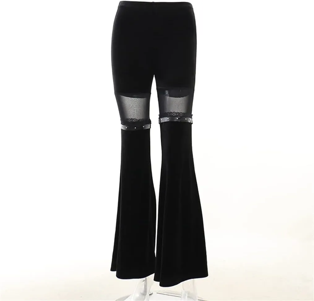 Gothic Black Pants Grunge Bottoms High Waisted Boho Hippie